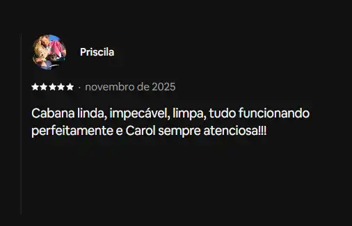 Avaliação Positiva Cabanas SFX